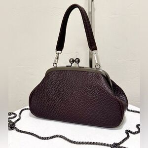 Genuine Bison Leather Handmade Vintage Style Clutch Bag, Wristlet, Crossbody